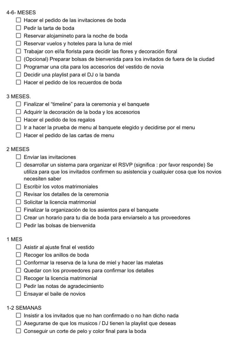 checklist en Español - 2