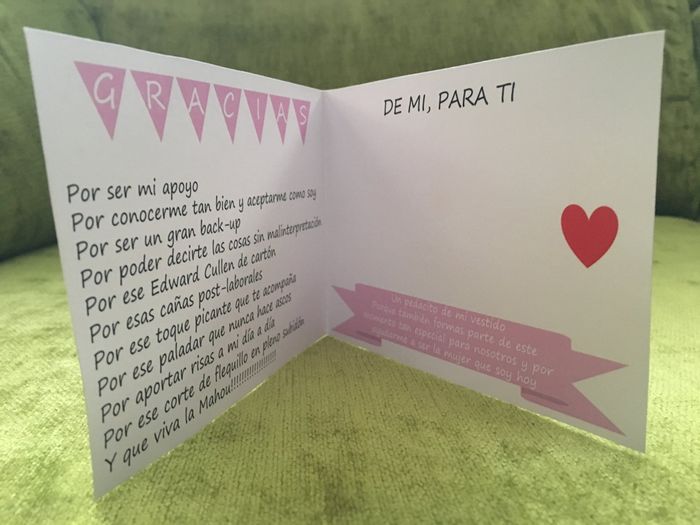 Tarjeta "un trozo de mi vestido" 4