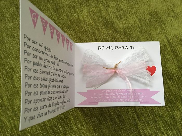 Tarjeta "un trozo de mi vestido" 6