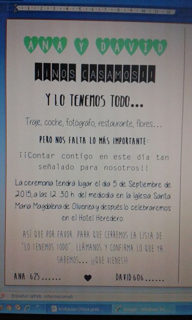 Mis invitaciones. que cambiaríais?  - 1