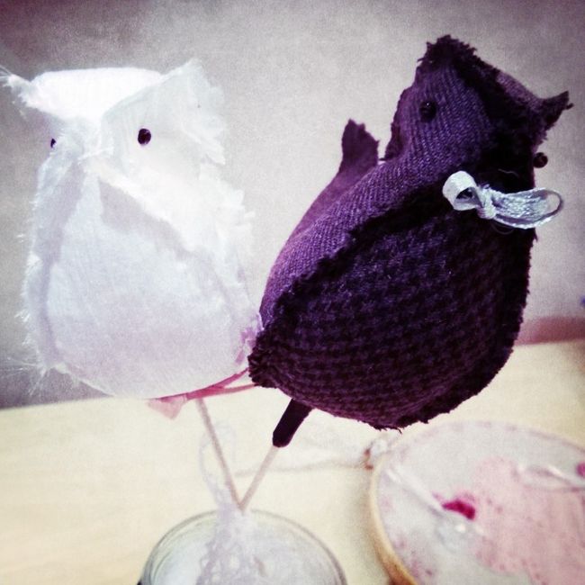 Pajaritos de tela para el pastel