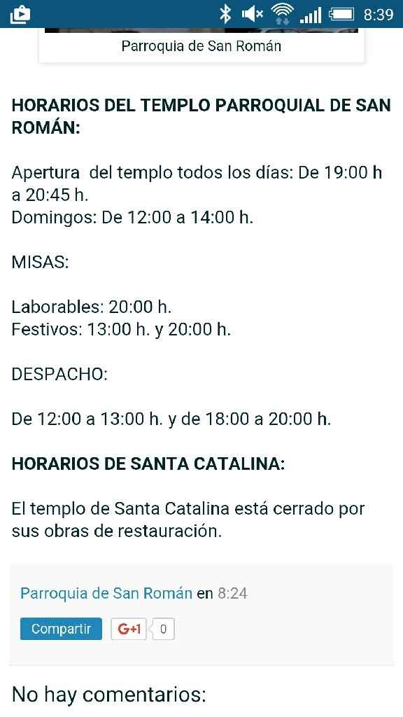 Horario del despacho parroquial de san roman - 1