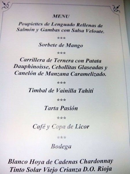 Menú boda