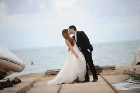 postboda en la playa