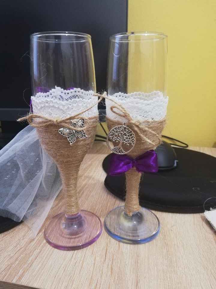 Copas de Champagne/cava con tallo y pie de colores - 2