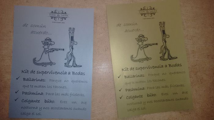 tarjetas "kit supervivencia a bodas"