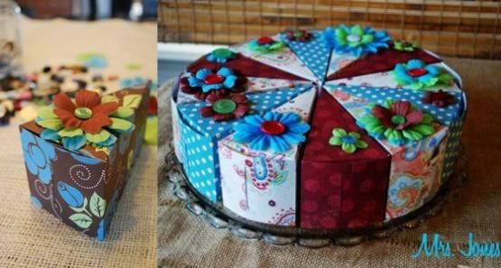 caja en forma de porcion para chuches