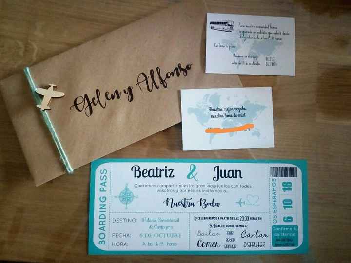 Invitaciones viajeras - Billete de avión - 1