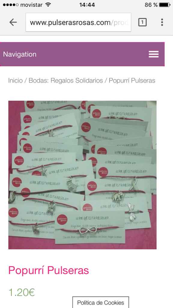 Pulseras rosas (detalle solidario) - 1