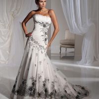 black-embroidered-organza-A-line-white-black-two-tones-bridal-dresses