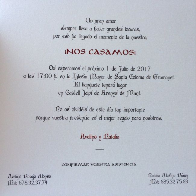 Nuestras invitaciones - boda medieval - 6