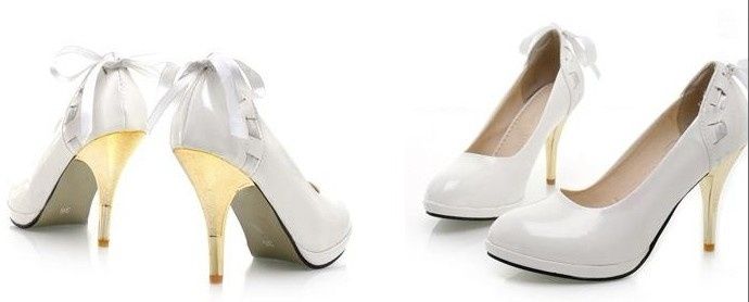 Zapatos blancos con tacones dorados!