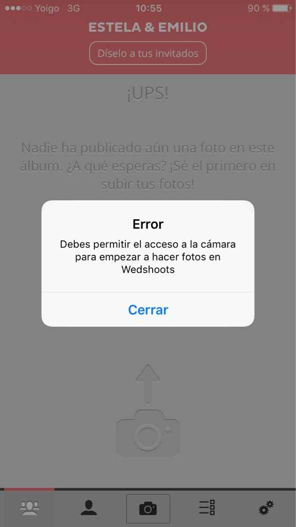 No me conecta la cámara con la app wedshoots - 1