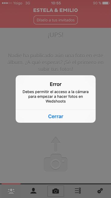 No me conecta la cámara con la app wedshoots - 1