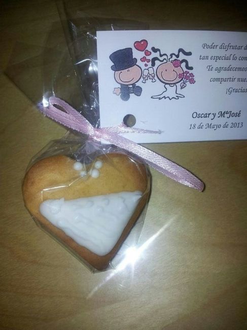 galleta novia envuelta con tarjeta agradecimiento