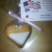 galleta novia envuelta con tarjeta agradecimiento