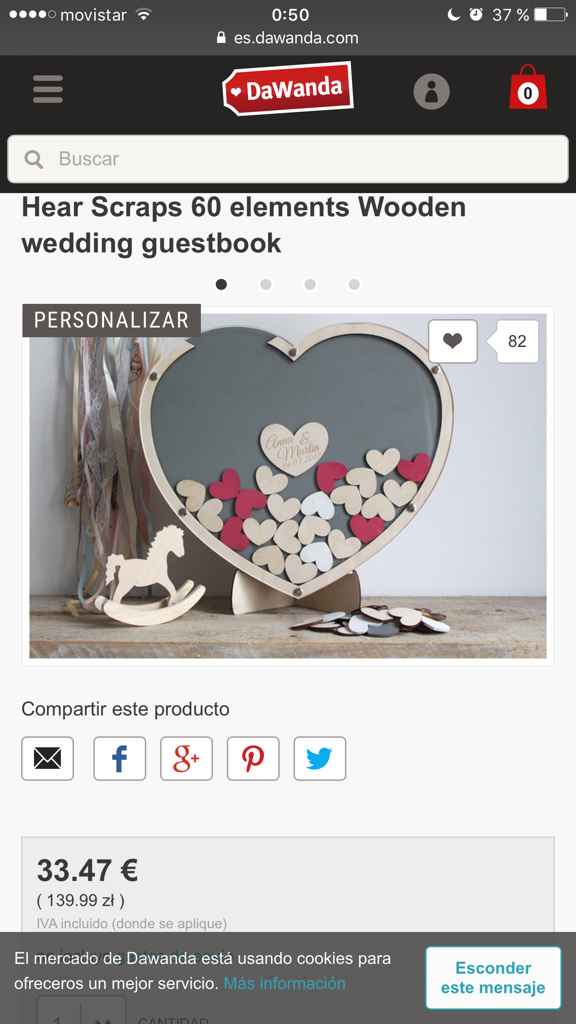Libro de firmas corazones de madera - 1
