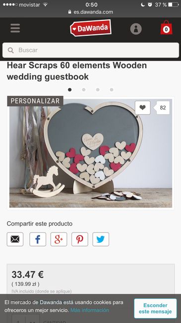 Libro de firmas corazones de madera - 1