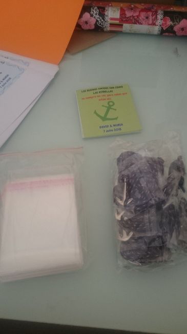 bolsita, tarjeta y pulsera