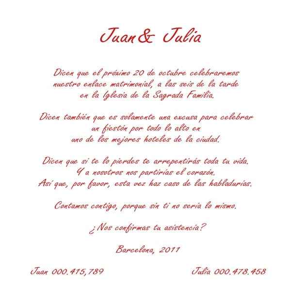Texto invitación