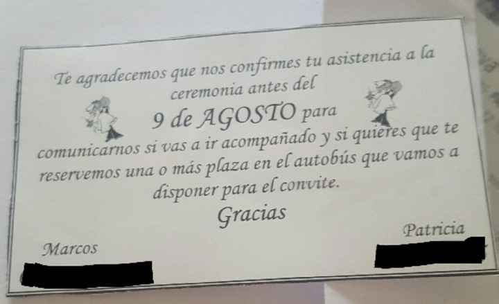 Tarjetas para saber la confirmación de los invitados - 1