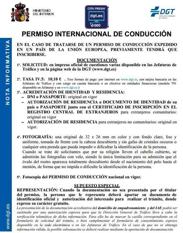 Trámites Carnet Conducir Internacional
