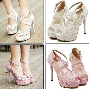 Zapatos de novia rosas de encaje - 2