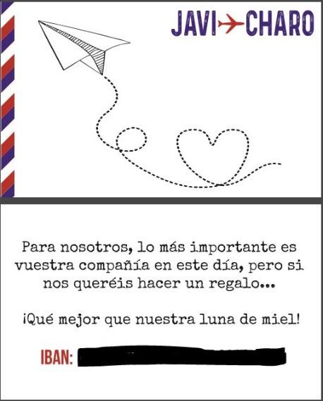 Tarjetita con número de cuenta que incluimos en el sobre