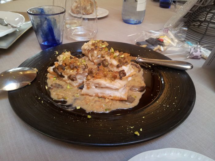 Timbal de pescados en crema de quesos
