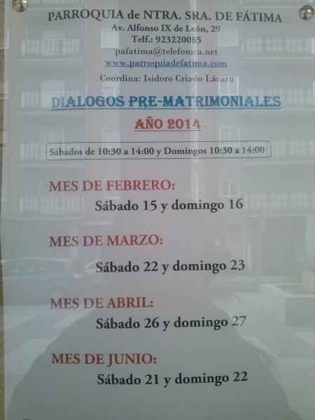 Fechas cursillos Parroquia Fátima