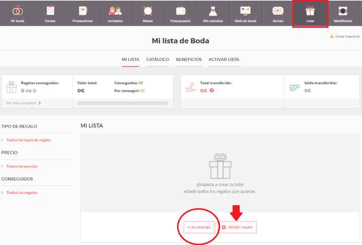 lista boda paso 1