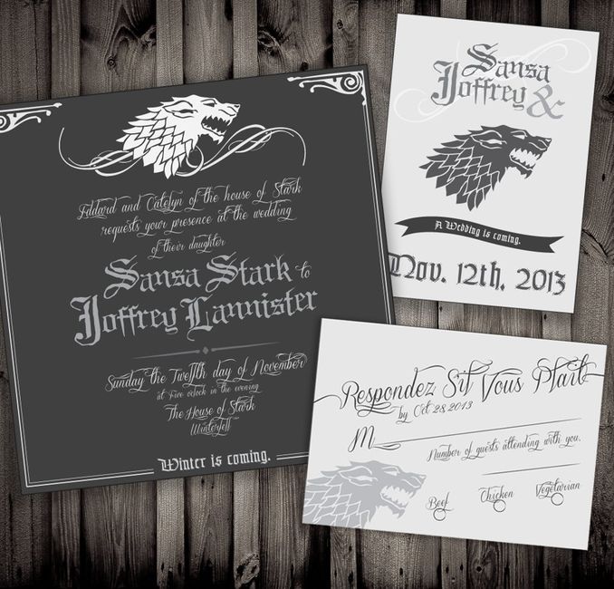 Invitación de boda juego de tronos