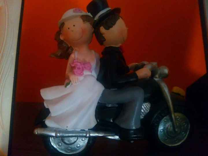 Muñecos novios en moto para tarta de boda - 1