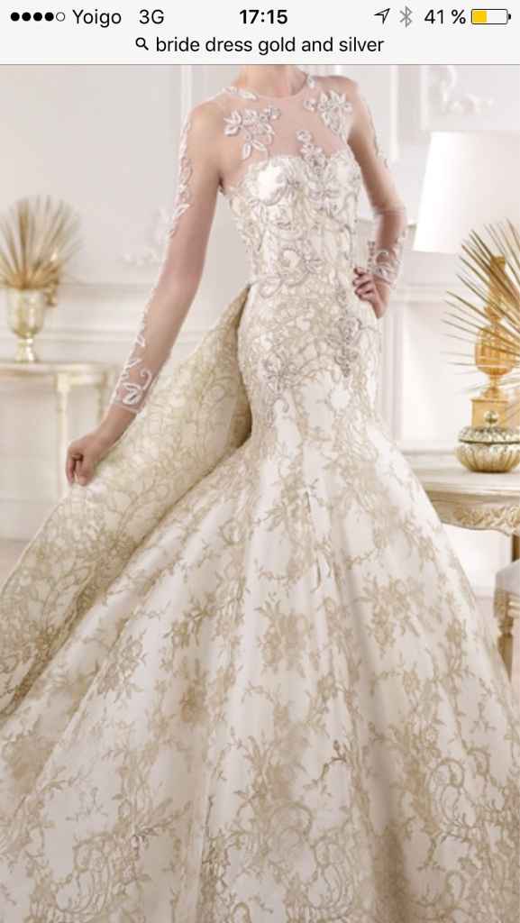 Yo no qiero un vestido blanco me gustaría en un color plata o dorado y quizás rosas pastel - 1