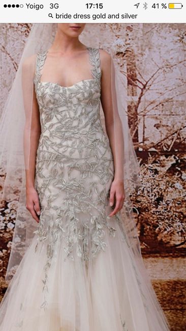 Yo no qiero un vestido blanco me gustaría en un color plata o dorado y quizás rosas pastel - 3