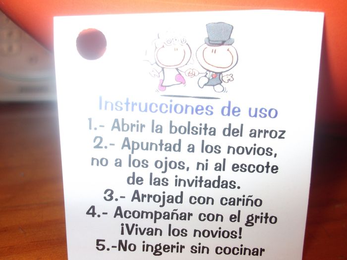 tarjetitas para el arroz