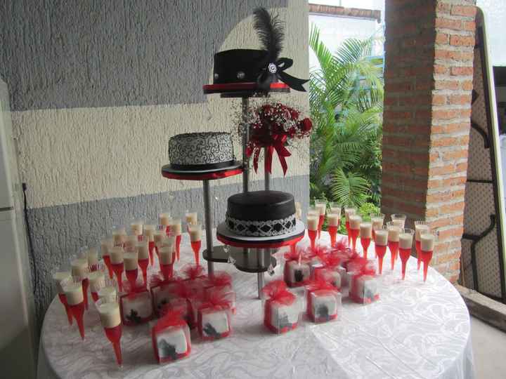 boda en rojo,blanco y negro