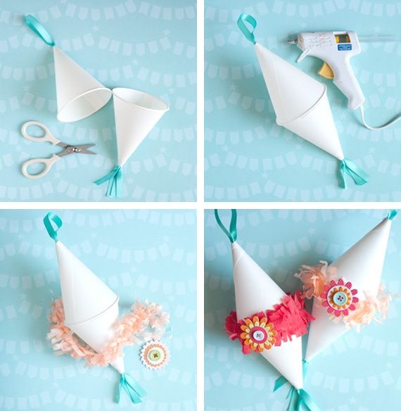 mini-piñatas de papel crepe