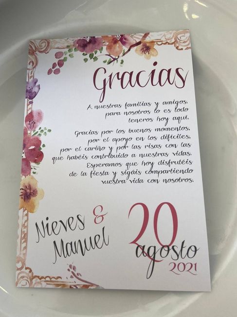 ¿Entregaréis tarjetas de agradecimiento a los invitados? 1