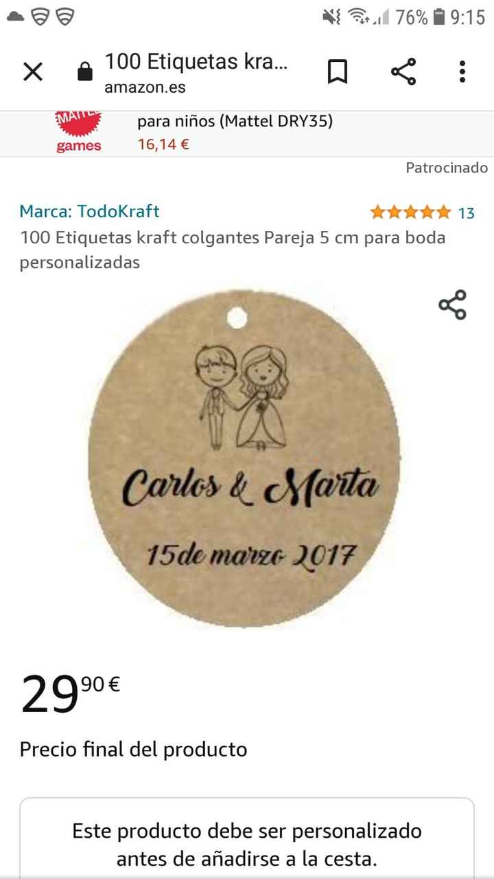 Etiquetas Personalizadas para regalos de Boda Gracias por compartir nuestro  día especial. VPM Original -  España