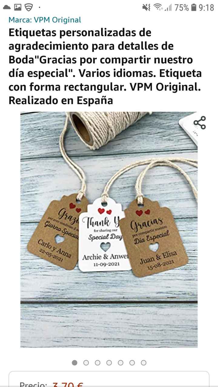 Etiquetas Personalizadas para regalos de Boda Gracias por compartir nuestro  día especial. VPM Original -  España
