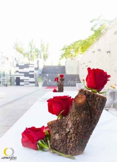 decoración con troncos