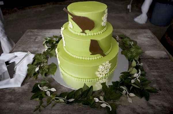 Tarta de pajaritos en arbusto