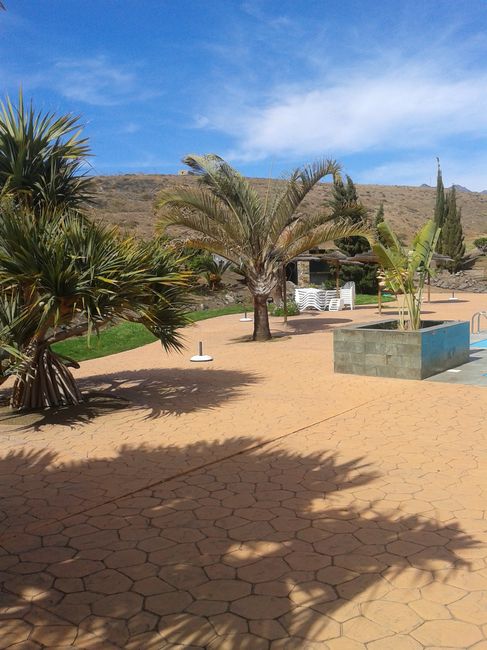 vista de la piscina desde la entrada