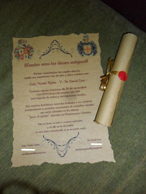 Invitaciones de boda medievales