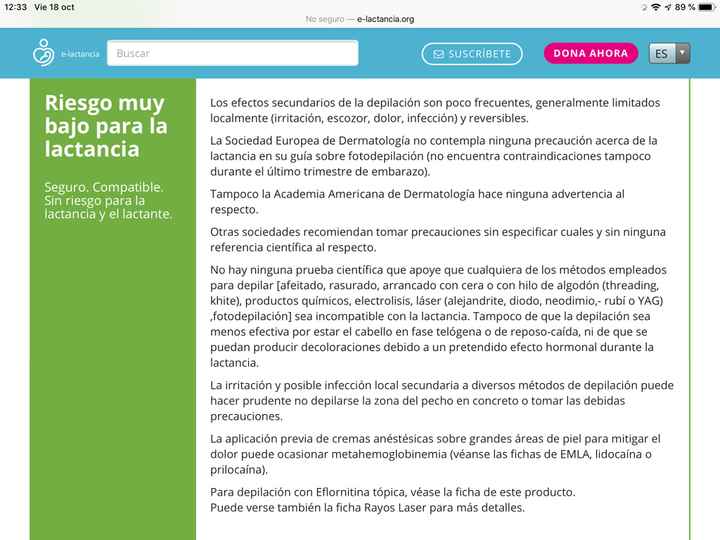 Compatibilidad lactancia y depilación 