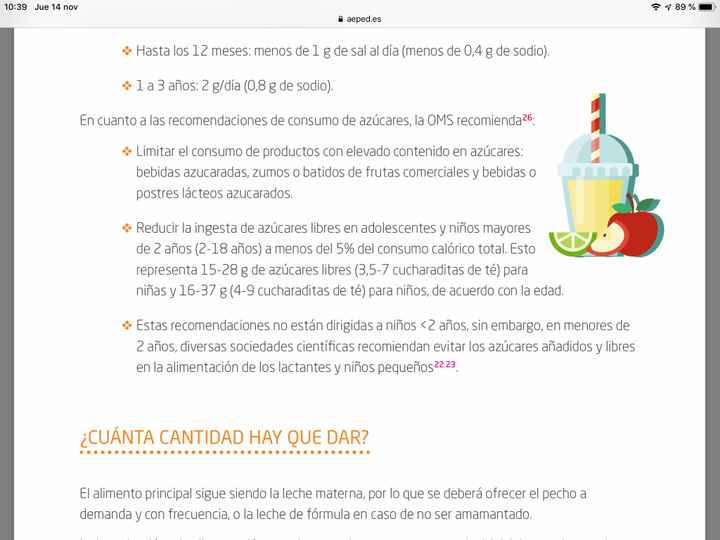 Azúcar niños AEPED