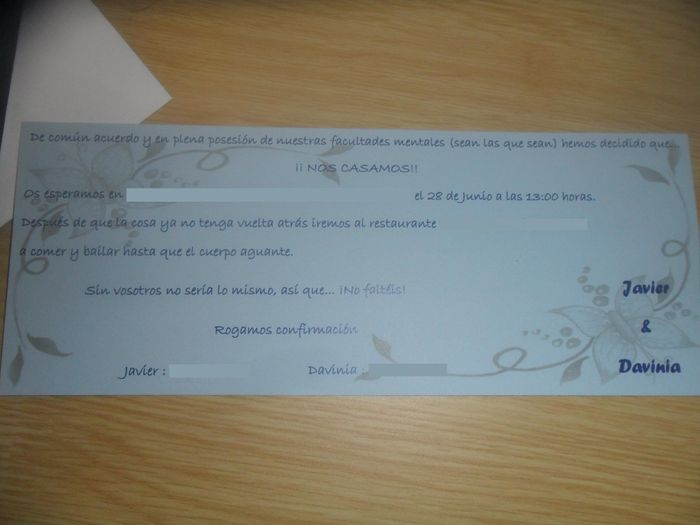 Tarjeta invitacion