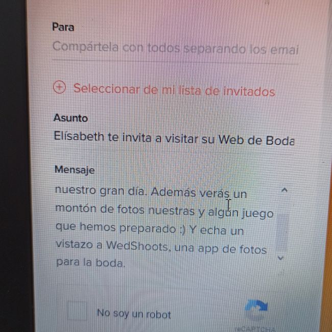 Help me!como enviar la web de boda por whatssap?? 6