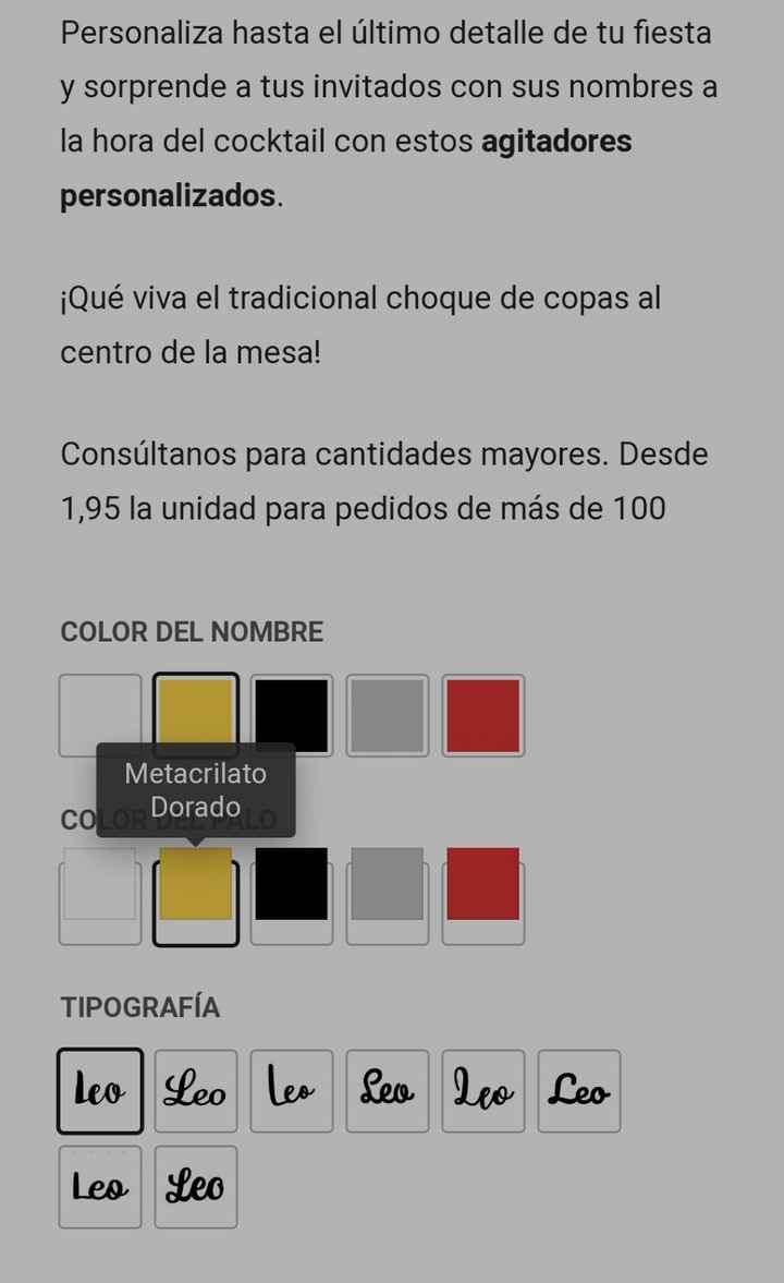 Agitadores metacrilato oro - 1